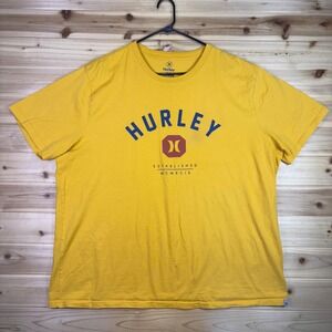 Hurley T-Shirt Mens XXL Yellow Established MCMXCIX Short Sleeve Tee Shirt